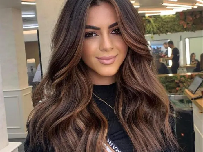 30 Brunette hair with babylights and Featuring dark brown hair